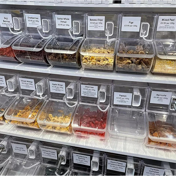 Shop Fitting Supermarket Plastic Food Grade Acrylic Food Storage Box
